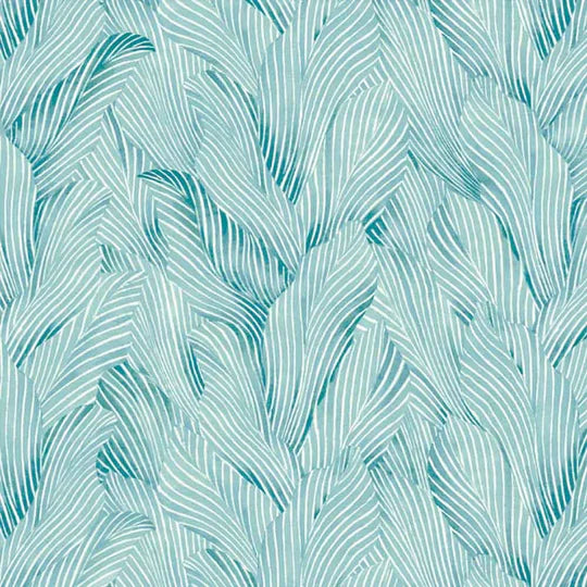 Turquoise Earth Tones - Leaf-Like Texture - P&B Textiles - 108" wide back