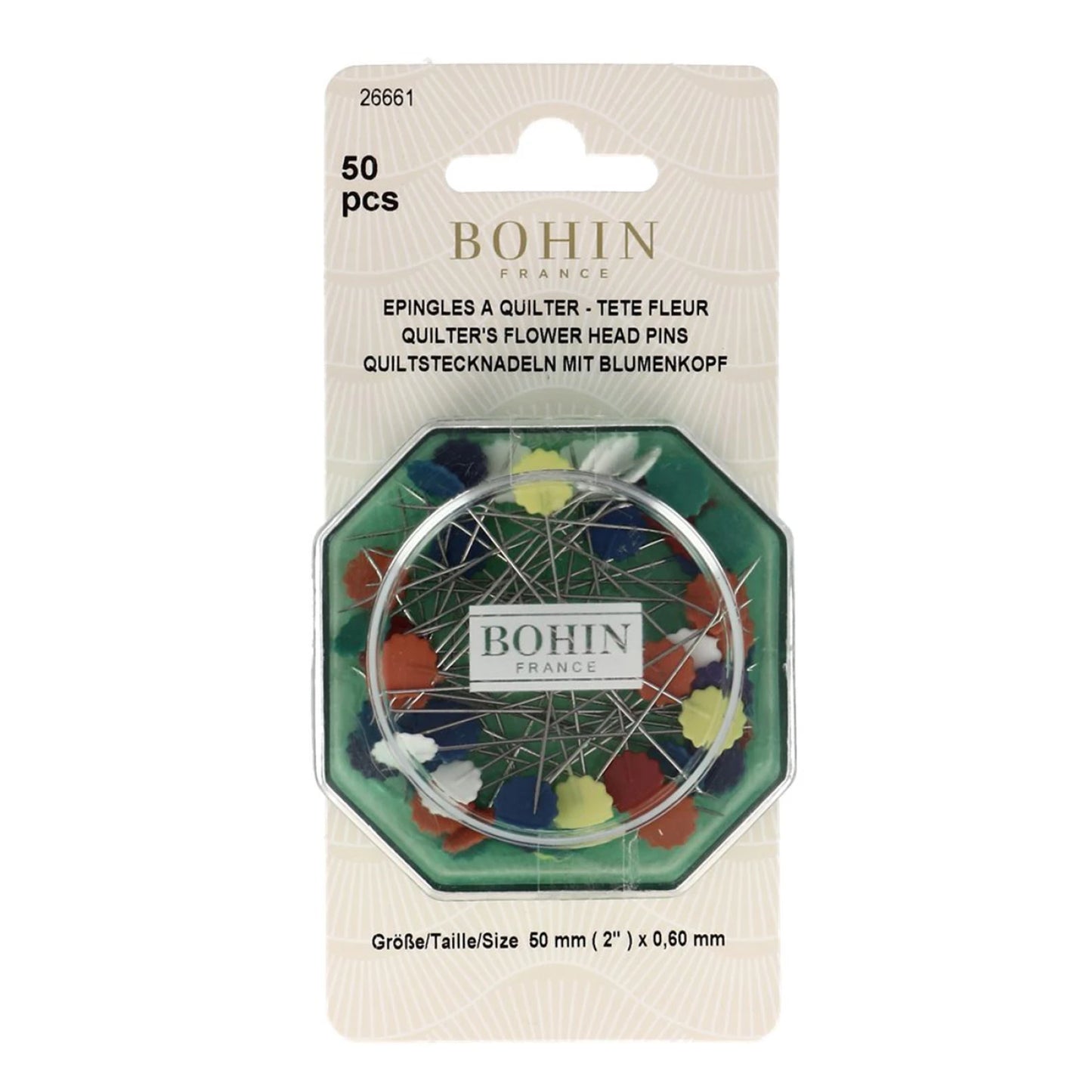 Flower Head Pin Fine Sharps Assorted Colors Size 32 - 2in 50ct