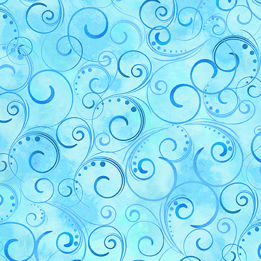 BLUE - Swirling Splendor - 108" Wide Quilt Back - by Kanvas Studio