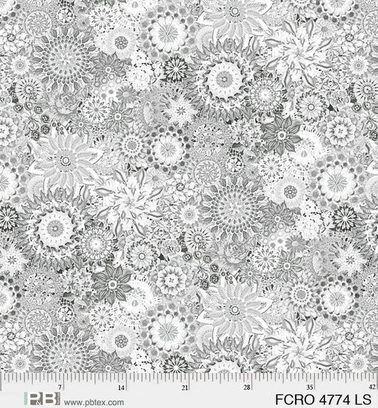 Floral Crochet - Black and White - 108" Cotton Wideback - B&P Textiles