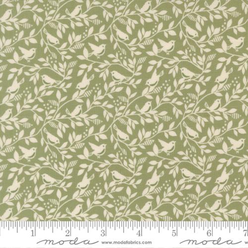 True Love - Fern - with cream florals and birds by Moda
