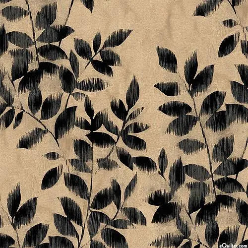 Black & Tan Arboretum Leafy Sprigs 108" Wideback by P&B Textiles