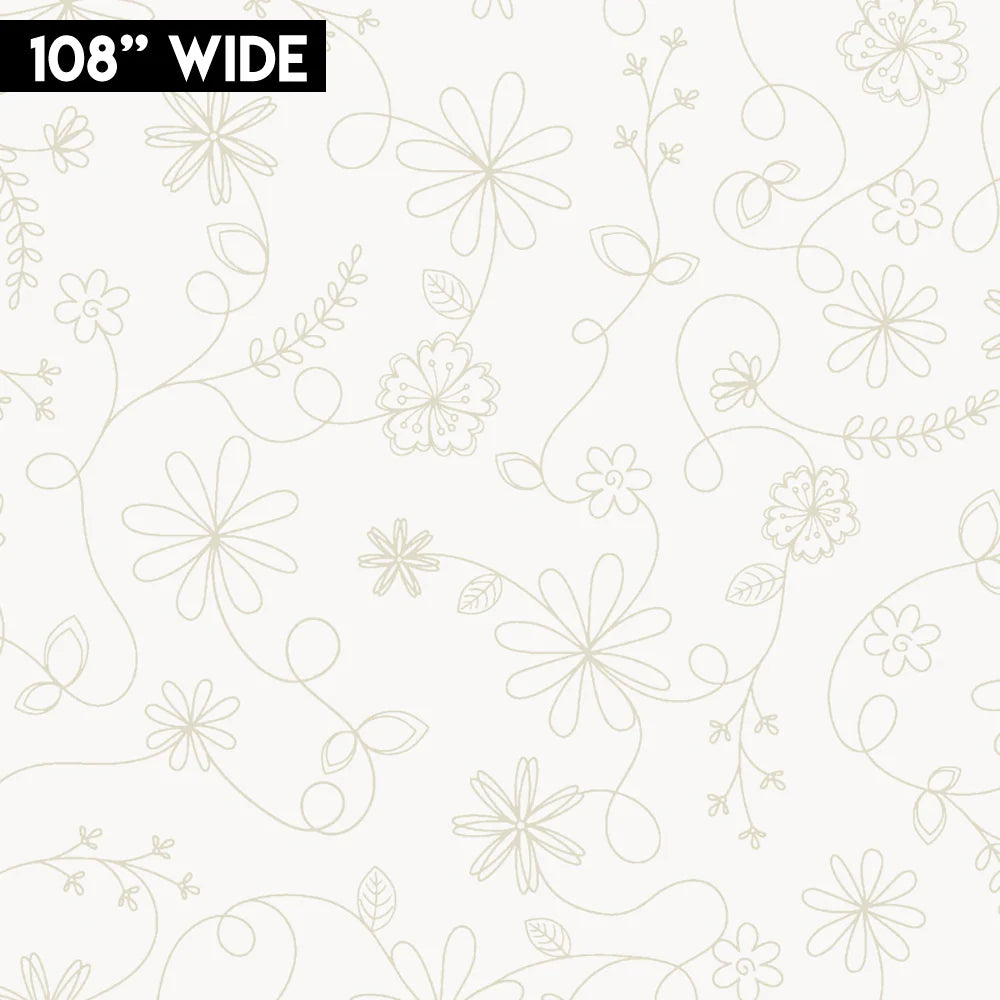 Swirl Floral - Light Cream - Wideback 108" - Kimberbell