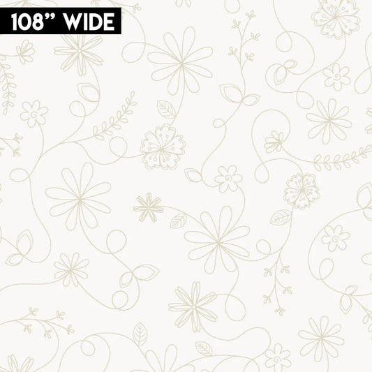 Swirl Floral - Light Cream - Wideback 108" - Kimberbell