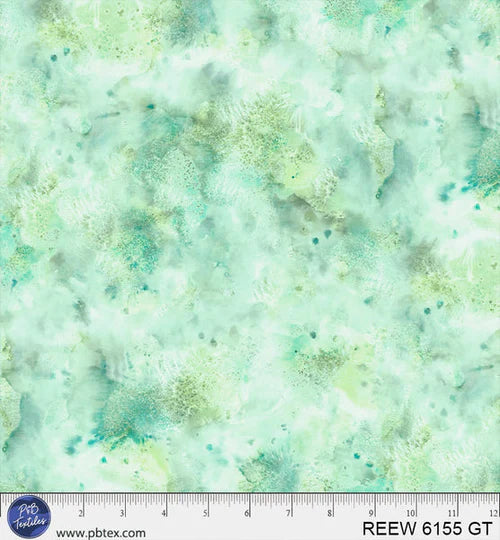 Mint Green Underwater Reef 108" Cotton Wideback - B&P Textiles