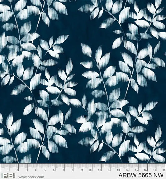 Teal Arboretum Leafy Sprigs 108" Wideback by P&B Textiles
