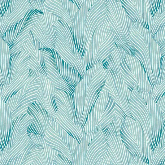 Turquoise Earth Tones - Leaf-Like Texture - P&B Textiles - 108" wide back